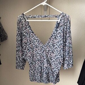Daytrip Navy and White Floral Blouse